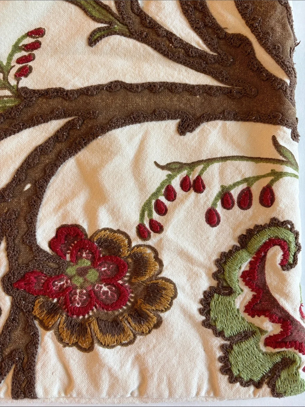 Pottery Barn Riley Crewel Embroidered Lumbar Pillow Cover